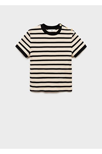 MANGO Woman Contrast Button T-Shirt