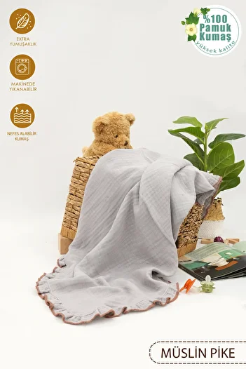 mordesign 4 Layer Ruffled Muslin Baby Blanket - 100% Cotton, Newborn Swaddle and Ruffle Series