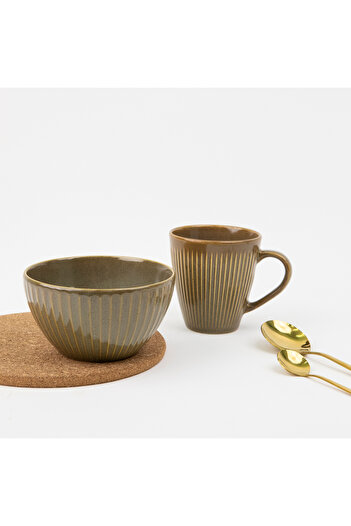 stilinbu Porcelain Line Mug Bowl Set Bowl Mug Breakfast Set of Two