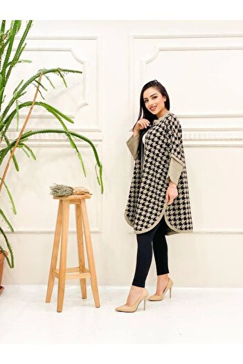 b buhari bykoc women's houndstooth patterned Poncho