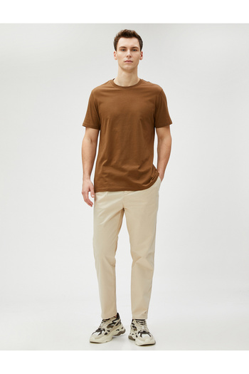 Koton Chino Pants - Elastic Waist, Tapered Fit, Pocket Detail