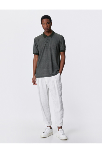 Koton Polo tričko Slim Fit s krátkým rukávem se vzorem na knoflíky