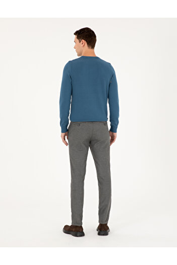 Pierre Cardin Gri Slim Fit Bağcıklı Kanvas Pantolon 50296178-VR024
