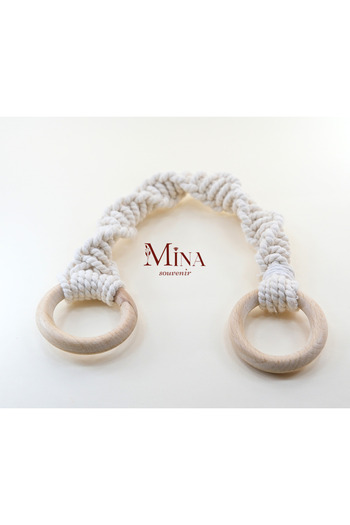 Mina Souvenir Bohemian Style Macrame Tiny Kitchen Towel - Wooden Ring, Hanger 2 Pieces