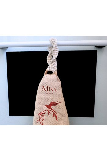 Mina Souvenir Bohemian Style Macrame Tiny Kitchen Towel - Wooden Ring, Hanger 2 Pieces