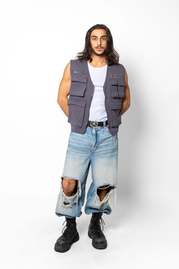 Sokak Butik Premium Smoked Vest - Embroidery and Pocket Detail