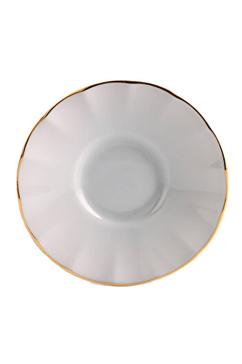 Porland 6-Person Porcelain Ergonomics Tea Plate - Inci Gold
