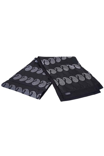 Exve Exclusive Black Silver Shawl Pattern Jacquard Woven Elegant Wool Double Sided Scarf