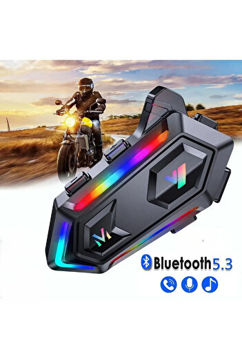 Kensa Motorsiklet Kask Interkom Kulaklık RGB Işıklı Bluetooth 5.3 Çift Telefon Bağlantı