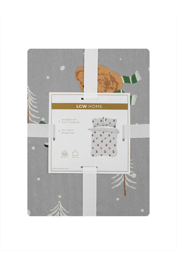 LC Waikiki HOME Gri Ayı Teddy Baskılı Çift Kişilik Nevresim Seti
