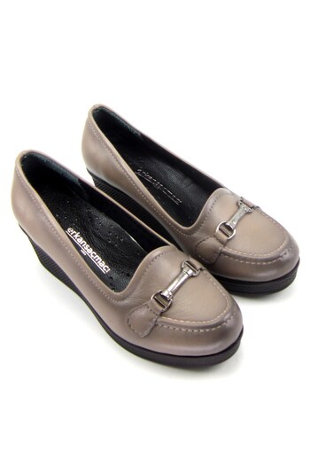 Erkan Saçmacı Maika Mink Genuine Leather Wedge Heeled Casual Shoes