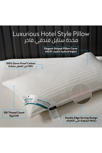 Donetella 1200 Gms Pillow - 50X75 cm Hotel Style 100% Cotton - Gel Fiber Filling Pack Of 4