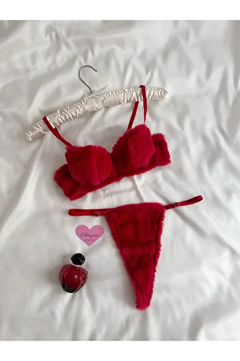 EDLİNGERİE Red Cherry Plush Bralet Set
