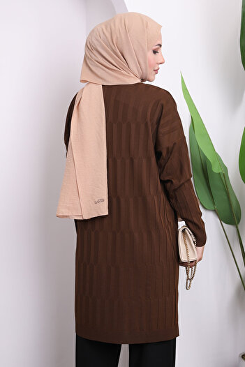 İmajButik Καφέ κρύο νήμα Mercerized Knitwear Tunic