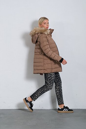 Maule Mink Detachable Faux Fur Hood, Water Repellent Fabric, Women's Anorak Micro Coat Coat @Jasmin