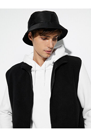 Koton Plush Vest Zippered Kangaroo Pocket Detailed Stand Collar