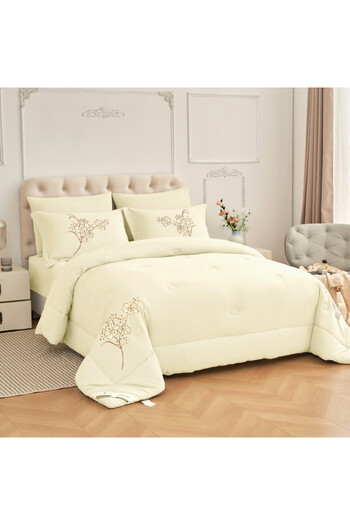 Donetella 6-Piece Solid Embroidered King Comforter Set 240x260 cm