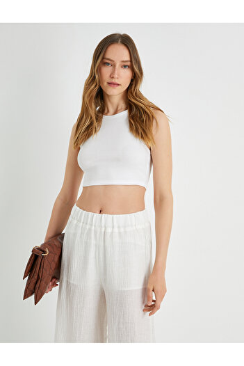 Koton Basic Crop Athlete Halter Neck Cotton