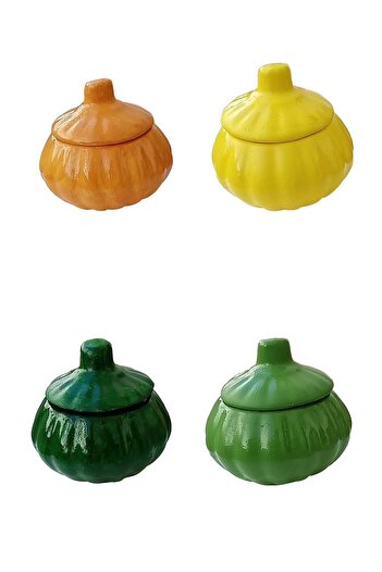 Uğur Böceği Ticaret 4 Pumpkin Presentation Containers - Sugar Bowl Storage Container
