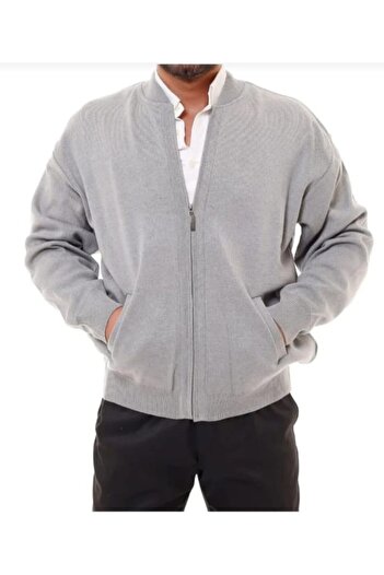 COLORBAR TRİKO Steel Knitted Lined Zippered Knitted Men's Cardigan