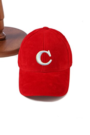 ŞapkaMania C Embossed Letter Suede Cap