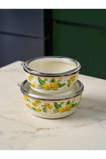 Miss Betty Enameled 2-Piece Storage Set - 14-15 cm Citrus
