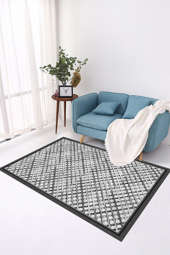 Viyana Home Digital Anti-Slip Framed Wicker Pattern Jute Model Washable Runner Kitchen Living Room Carpet