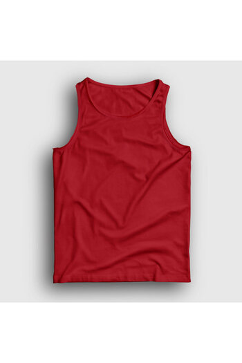 Presmono Unisex Red Plain Unprinted Tank Top 59032Tt