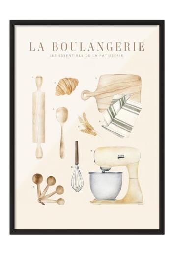Postifull La Boulangerie No2 Framed Painting, Black Frame and Poster, Wall Painting Comfort Series No:108563
