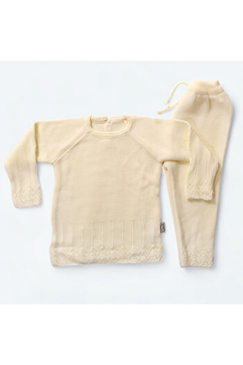 Cloudy Kids Baby Girl Crew Neck Sweater Pants 100% Cotton Knitwear Double Set