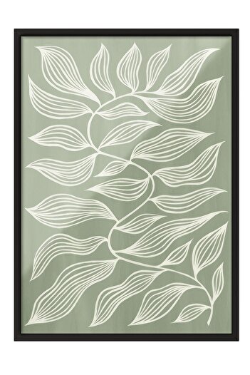 Postifull Green Botanical Framed Painting, Black Frame and Poster, Wall Painting Comfort Series No:108552