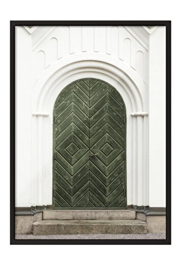 Postifull The Green Door Framed Painting, Black Frame and Poster, Wall Painting Comfort Series No:108551