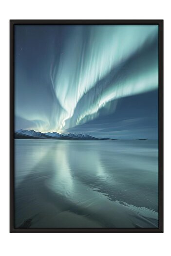 Postifull Northern Lights Framed Painting, Black Frame and Poster, Wall Painting Comfort Series No:108366