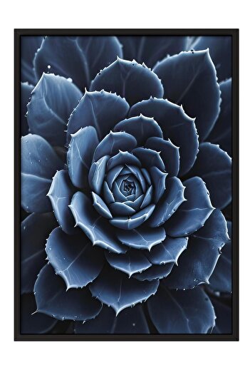 Postifull Blue Flower Cactus Framed Painting, Black Frame and Poster, Wall Painting Comfort Series No:108372