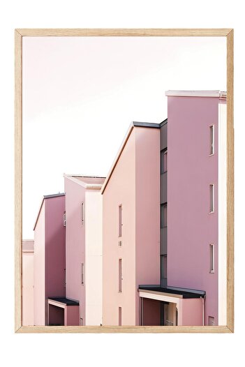 Postifull Shades of Pink Framed Painting, Wooden Frame and Poster, Wall Painting Comfort Series No:108487