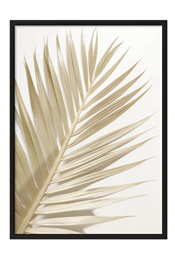 Postifull Gold Palm Framed Painting, Black Frame and Poster, Vertical Wall Painting Comfort Series No:108378