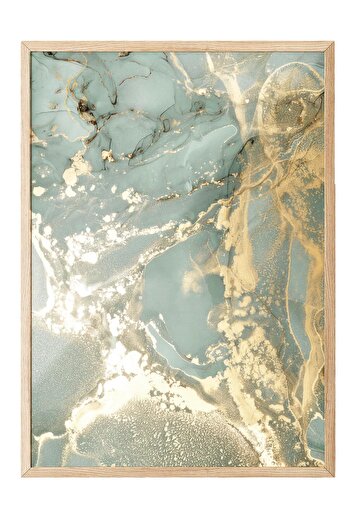 Postifull Abstract Green Marble No1 Framed Painting, Vertical Wall Painting Comfort Series No:108452