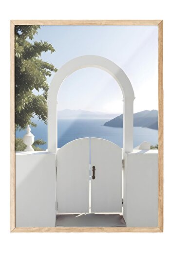 Postifull Mediterranean Portal Framed Painting, Vertical Wall Painting Comfort Series No:108480