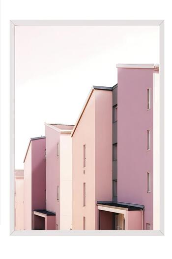 Postifull Shades of Pink Framed Painting, White Frame and Poster, Wall Painting Comfort Series No:108487