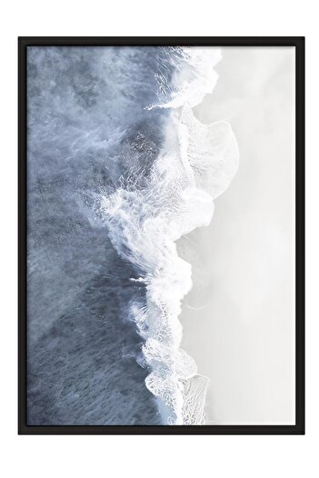 Postifull Wave Crush Framed Painting, Black Frame and Poster, Vertical Wall Painting Comfort Series No:108375