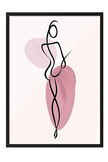 Postifull Line Shape Framed Painting, Black Frame and Poster, Vertical Wall Painting Comfort Series No:108488