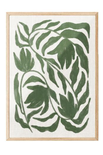 Postifull Green Botanical on Linen Framed Painting, Vertical Wall Painting Comfort Series No:108468