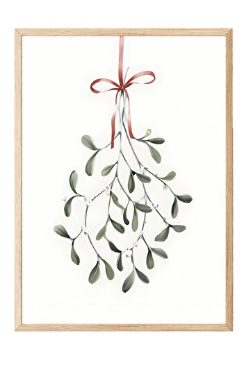 Postifull Under the Mistletoe New Year Painting, Wooden Frame and Poster, Wall Painting Comfort Series No:108477