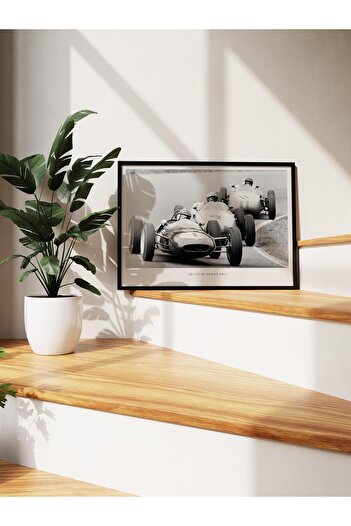 Postifull Grand Prix Vintage Framed Painting, Black Frame and Poster, Wall Painting Comfort Series No:108389