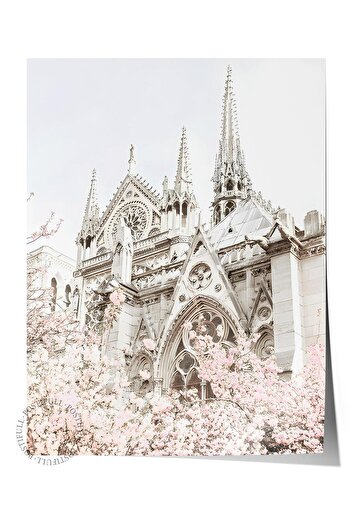 Postifull Notre Dame in Bloom Poster, Unframed Wall Poster, Vertical Wall Painting Comfort Series No:108370
