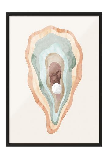 Postifull Watercolour Oyster Framed Painting, Black Frame and Poster, Wall Painting Comfort Series No:108522