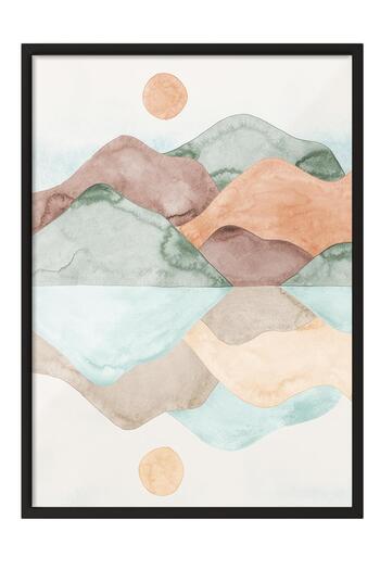 Postifull Watercolor Reflection Framed Painting, Vertical Wall Painting Comfort Series No:108521