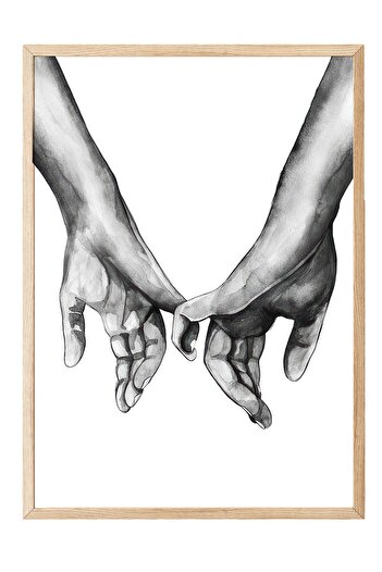 Postifull Watercolor Hands Framed Painting, Wooden Frame and Poster, Wall Painting Comfort Series No:108518