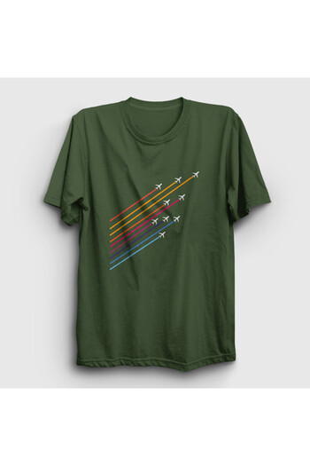 Presmono Unisex Khaki Pilot Airplane T-shirt -411558tt