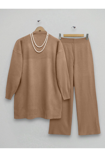 Modamorfo Mink Colored Half-Neck Knitwear Set